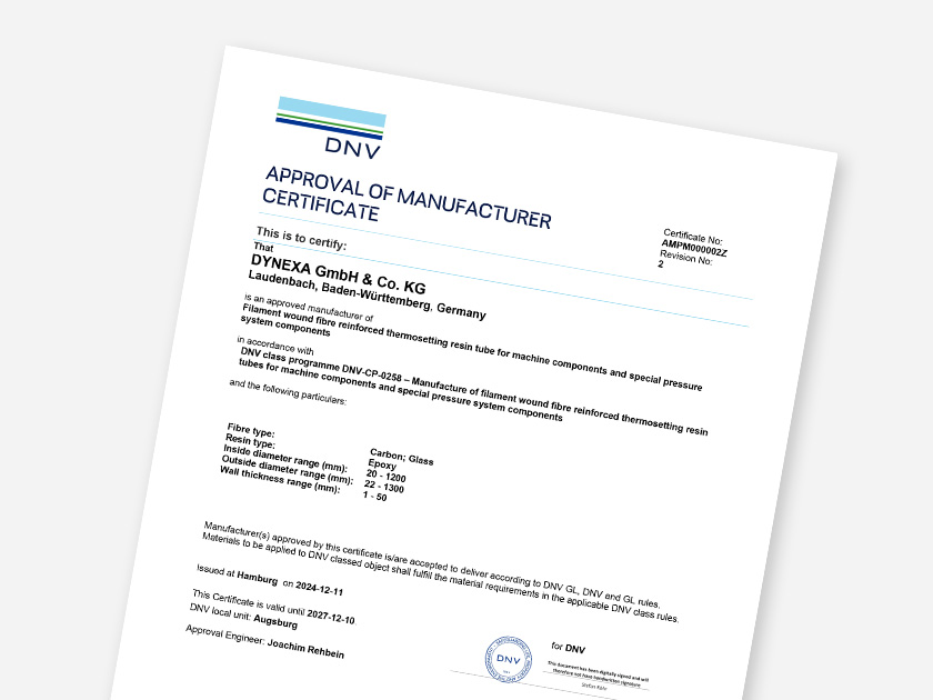 DYNEXA DNV certificate